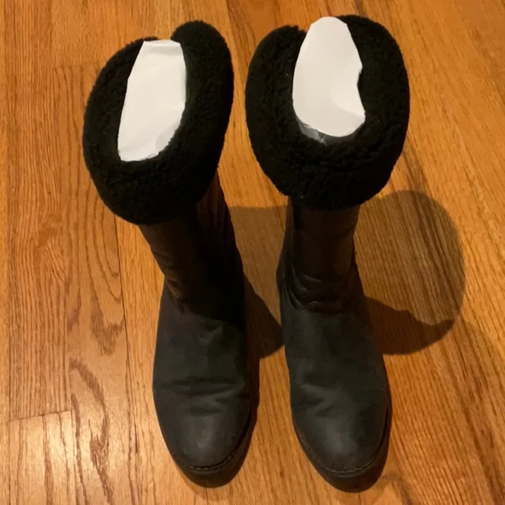 LLBean - Boots - Women’s Size 38 - Black - Fleece-Lined Leather - About 13” High